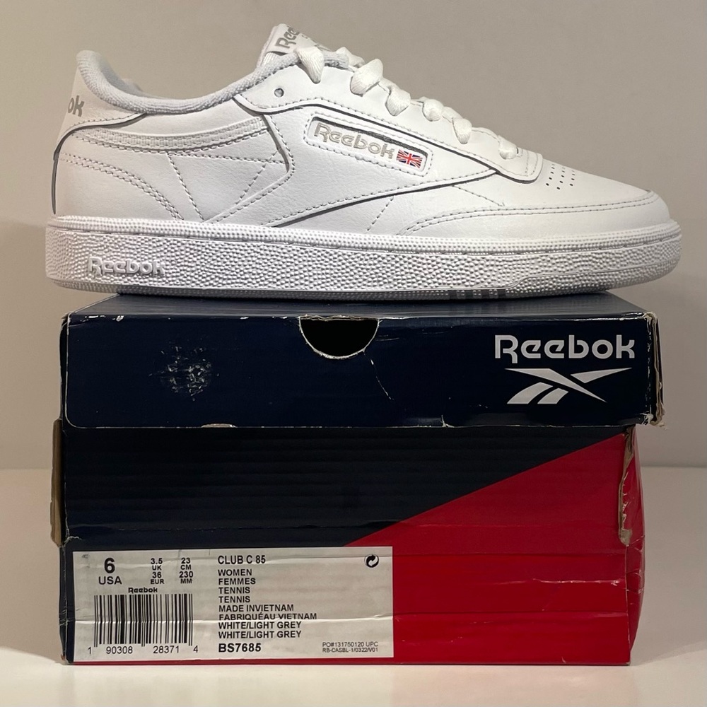☁️ [BRAND NEW] REEBOK CLUB C 85 WHITE GREY WOMENS SHOES SIZE 6 SNEAKERS ☁️